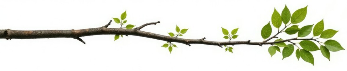 Fototapeta premium Long isolated branch stretching on white surface, forest, tree branch