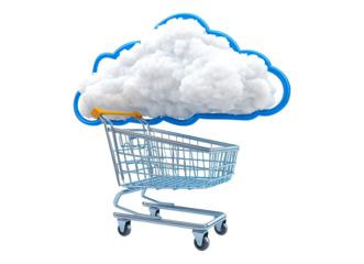 computer cloud with shopping cart