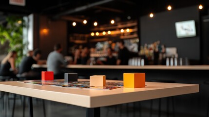 Colorful blocks on table create an inviting atmosphere in modern