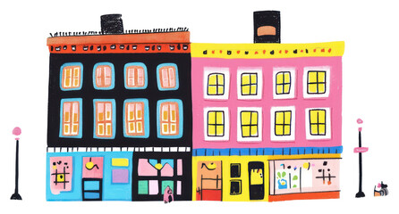 Naklejka premium PNG Vintage building buildings art illustration.