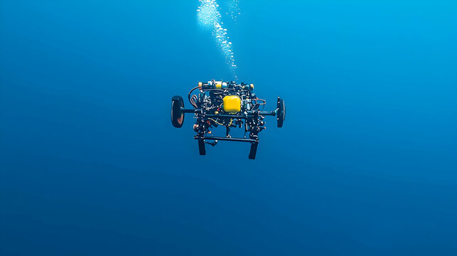 Underwater Robotic Vehicle In Deep Blue Ocean