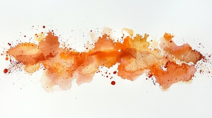 Vibrant Orange and Brown Watercolor Blotches on White 