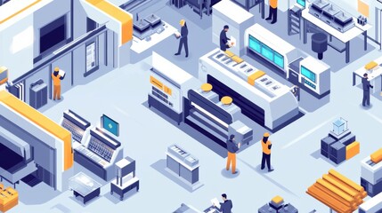 An AI powered system analyzing manufacturing processes for efficiency and waste reduction, factory floor with real-time production data and waste management insights, Sustainability technology style