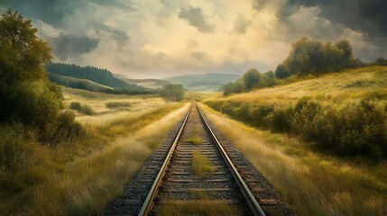 Fototapeta premium railway in the morning