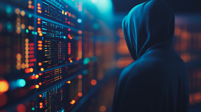Hackers are planning to hack and attack Zeroday networks and cyber security systems in Smart digital city with Data center on cloud cyber security and Blue Binary Data Software Programming Code