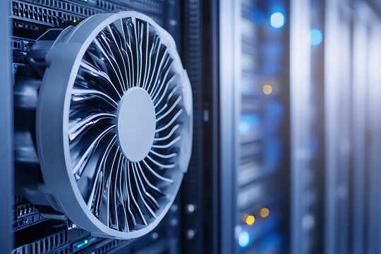 Active server fan cooling system for data center technology in constant motion