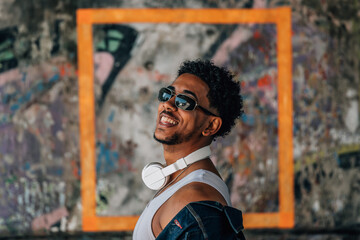 portrait of a young man on the street, urban style