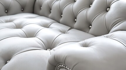 Obraz premium Luxurious Cream Leather Upholstery with Button-Tufted Pattern - Closeup Texture Background