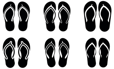 Simple Black and White Flip Flop Icons