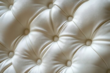 Luxurious Cream Leather Upholstery with Button-Tufted Pattern - Closeup Texture Background
