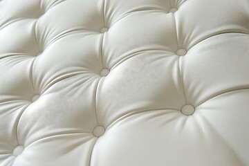 Naklejka premium Luxurious Cream Leather Upholstery with Button-Tufted Pattern - Closeup Texture Background
