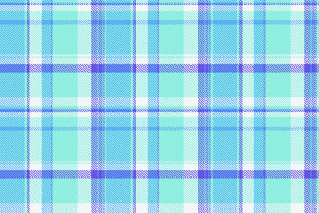 Abstract check vector texture, grungy pattern plaid seamless. Discount fabric textile background tartan in teal and cyan colors.