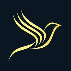 Simple and Graceful Bird Logo. golden bird logo