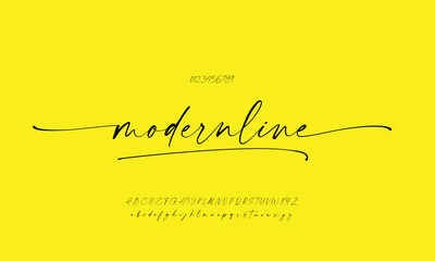 modernline vector font alphabet with numbers