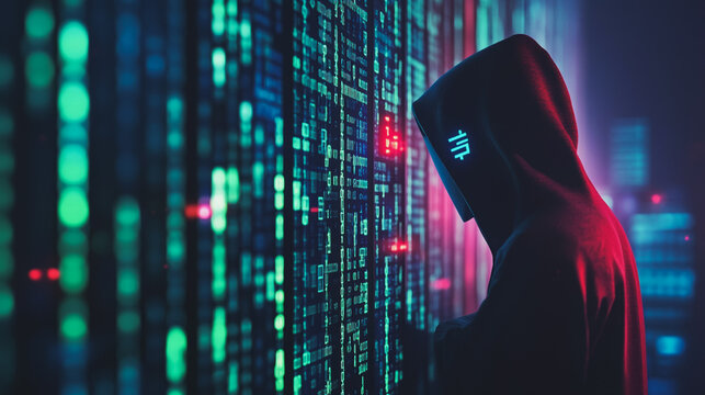 Hackers are planning to hack and attack Zeroday networks and cyber security systems in Smart digital city with Data center on cloud cyber security and Blue Binary Data Software Programming Code