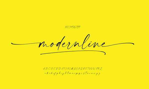 modernline vector font alphabet with numbers