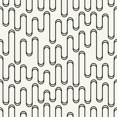 Vector seamless pattern. Modern stylish texture. Geometric striped ornament. Monochrome linear loops.