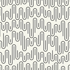 Vector seamless pattern. Modern stylish texture. Geometric striped ornament. Monochrome linear loops.