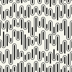 Vector seamless pattern. Modern stylish texture. Geometric striped ornament. Monochrome linear loops.