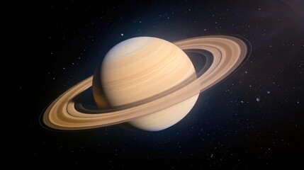 Giant planet with stunning rings floating in deep space, showcas