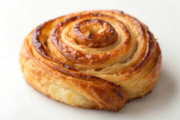 Golden brown Pastry Spiral, Sweet Roll, Delicious Bakery Treat