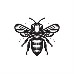 Fototapeta premium Simple Honeybee Front View Vector Icon – Vintage Logo & Retro Illustration