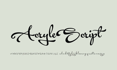 Luxury AcryleScript alphabet letters font for logo