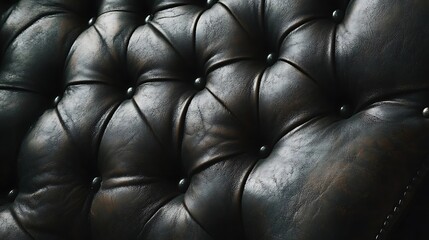 Naklejka premium Luxurious Cream Leather Upholstery with Button-Tufted Pattern - Closeup Texture Background