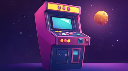 Vintage Groovy Arcade Video Game Machine Character for Gaming Enthusiasts and Retro Fans