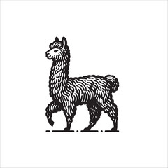 Fototapeta premium Simple Alpaca Walking Vector Icon – Vintage Logo & Retro Illustration