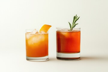 Fototapeta premium Bright cocktails in elegant glasses showcase vibrant colors and
