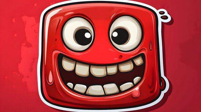 Red Metal Reflection Cartoon Vector Sticker Illustration for Professional Use