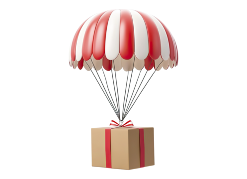 parcel falling with parachute drop