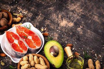 Healthy fat concept. Product with omega 3.
