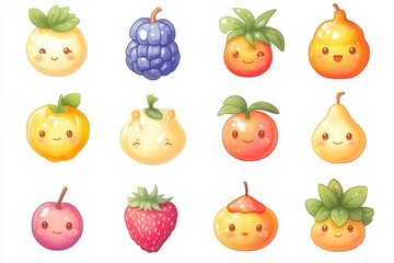Fototapeta premium series of cute icons fruits