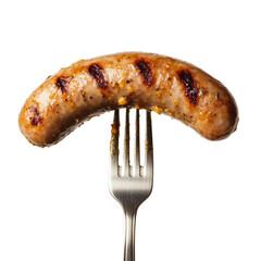 Grilled sausage on a culinary art food photography on a transparent background
