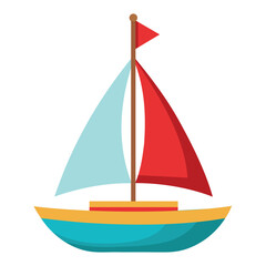 Small Sailboat Toy Isolated on White