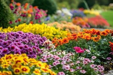 Vibrant Colorful Summer Flower Garden Pansies Petunias Bloom Photography