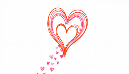 Two hearts symbolizing mother and child, minimalistic love concept