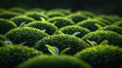 Unique close-up of stylish green hedges showcasing artistic patterns in nature