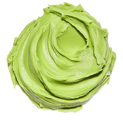 Obraz premium Delicious green cream on a transparent background food preparation kitchen close-up