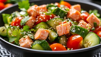 Fresh Fruit Salad with Mango, Strawberry, and Cucumber Healthy and Colorful Bowl