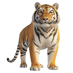 Obraz premium Tiger standing on a wildlife studio close-up animal design on a transparent background