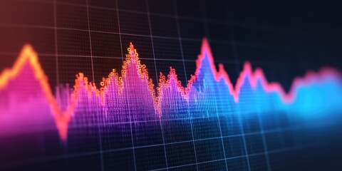 Abstract representation of financial data trends showing vibrant oscillating lines, highlighting market fluctuations and growth over time.