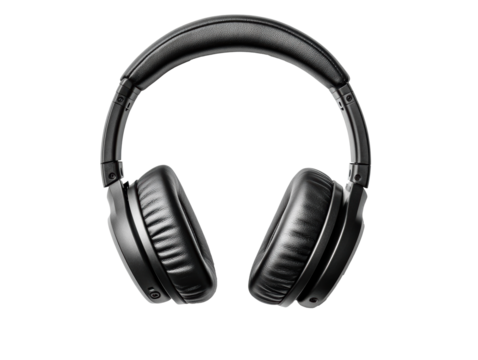 Comfortable black headphones for immersive audio experiences, cut out