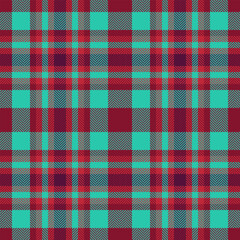 Vibrant teal and burgundy plaid pattern.  Perfect for textile design, fashion, or website backgrounds.  This modern, geometric textile texture offers a bold and stylish aesthetic.