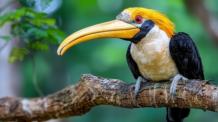 Beautiful realistic depiction of a hornbill bird isolated on a bright white background perfect for educational purposes