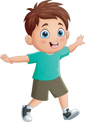 Cartoon happy little boy posing