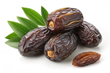 Black Semi or date palm fruits isolated transparent background
