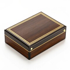 Obraz premium Luxury wooden box with gold accents on a light background with copy space